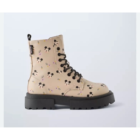 Zara Kids Mickey Mouse Lace Ankle Boots Girls Size US 3.5, EUR 35 - Picture 1 of 11